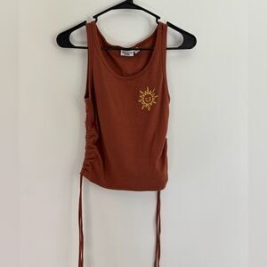 Large crop top Cotton Boho embroidered Sun